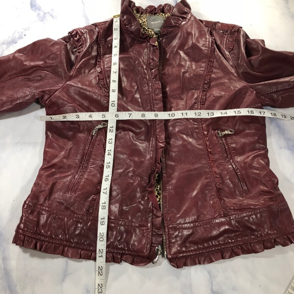 Nordstrom Kenna-T Burgundy Ruffle Leather Jacket - Picture 5 of 8